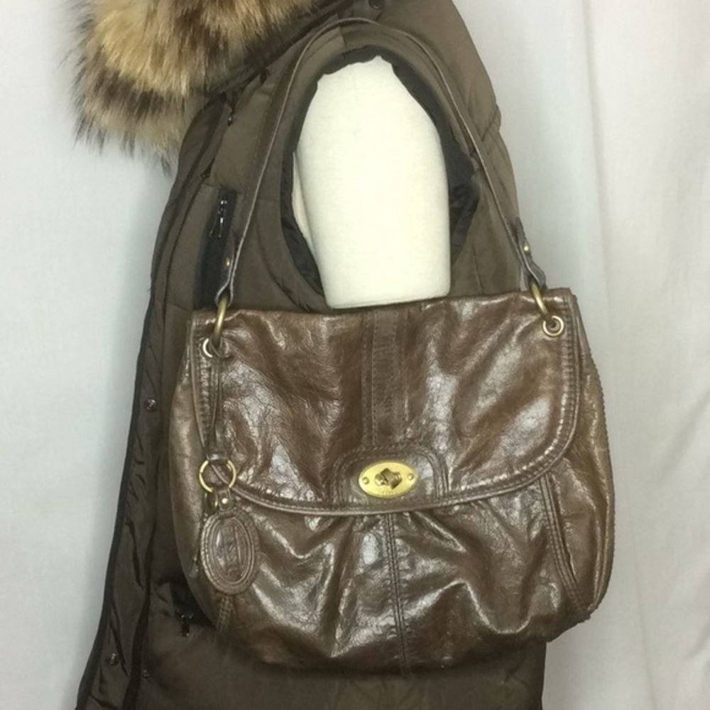 Fossil Maddox Saddle Bag Dark Brown Pre-owned